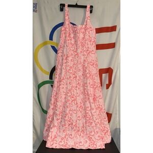 Lilly Pulitzer Dress Womens 4 Calina Linen Midi Conch Shell Pink Garden